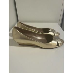 COLE HAAN Nike Air Gold Chris Cross Open Toe Wedge